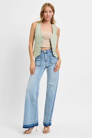 RISEN V Neck Button Down Vest