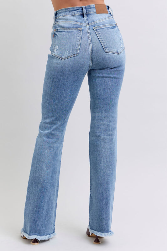 Judy Blue Raw Hem High Rise Bootcut Jeans Womens Jeans