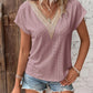 Eyelet V-Neck Short Sleeve Blouse Womens Blouse Light Mauve S 