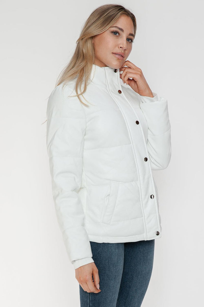 YMI Pocketed Zip Up Turtleneck Puffer Jacket - Three Mad Hatters Mercantile 