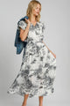 Umgee Two Tone Landscape Print Midi Dress Plus Size - Three Mad Hatters Mercantile 