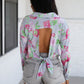 Thinking On It Open Back Floral Top Womens Tops   