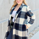 Double Take Plaid Button Up Lapel Collar Coat