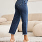 RFM Tummy Control High Waist Raw Hem Jeans Denim   