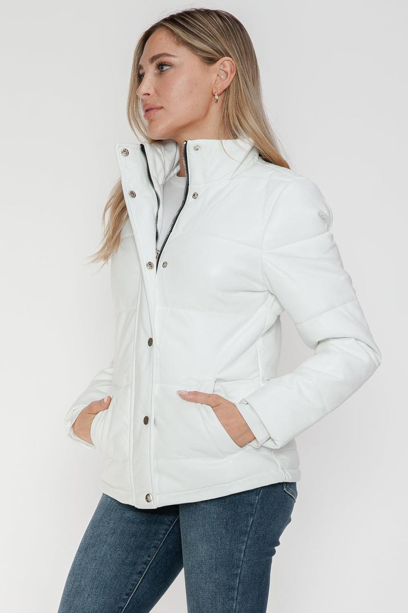 YMI Pocketed Zip Up Turtleneck Puffer Jacket - Three Mad Hatters Mercantile 