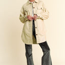 Davi & Dani Faux Leather Button Up Jacket with Chest Pockets