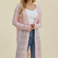 Double Take Open Front Longline Cardigan Cardigan Blush Pink S