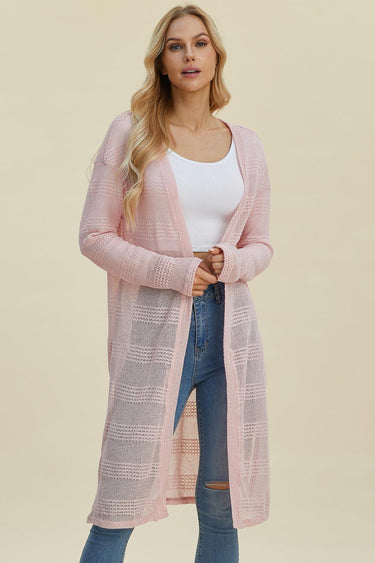 Double Take Open Front Longline Cardigan
