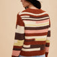 Annie Wear Color Block Round Neck Long Sleeve Sweater Womens Sweater