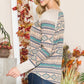 Tribal Print  Sweater Knit Long Sleeve Shirt   