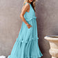 Ruffled Sleeveless Tiered Maxi Dress with Pockets    