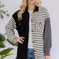 Celeste Striped Button Up Dropped Shoulder Shacket Womens shirts