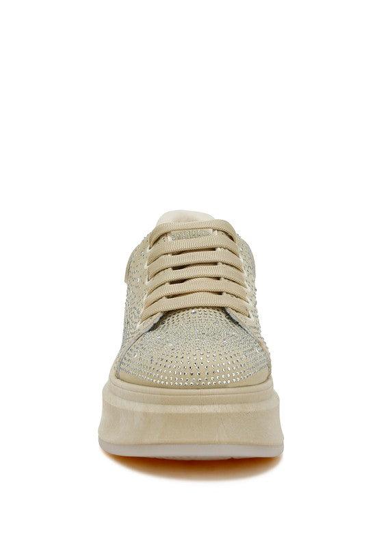 Jitter Bug Rhinestones Embellished Chunky Sneakers - Three Mad Hatters Mercantile 