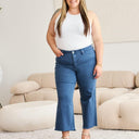 RFM Crop Chloe Tummy Control High Waist Raw Hem Jeans