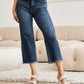 RFM Tummy Control High Waist Raw Hem Jeans Denim   