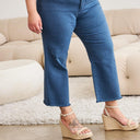 RFM Crop Chloe Tummy Control High Waist Raw Hem Jeans