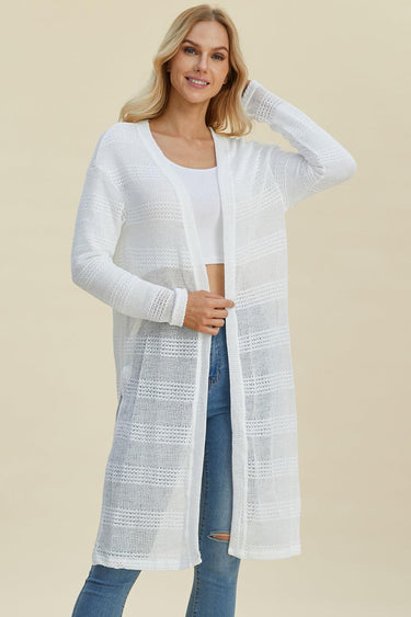 Double Take Open Front Longline Cardigan