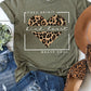 Free Spirit Leopard Heart Graphic Tee PLUS  Heather Olive XXL 