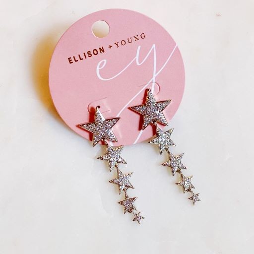 Five Star Dangle Down Earrings Star Earrings   