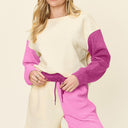 Double Take Contrast Drop Shoulder Top and Shorts Set