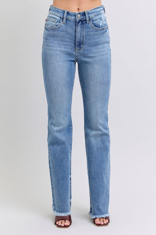 Image Judy Blue Raw Hem High Rise Bootcut Jeans