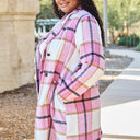 Double Take Plaid Button Up Lapel Collar Coat