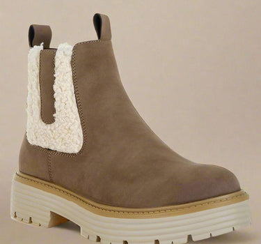 Mothman Faux Fur Detail Chunky Ankle Boots