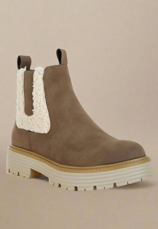 Mothman Faux Fur Detail Chunky Ankle Boots Faux Fur Detail Chunky Ankle Boots Taupe US-5 / UK-3 / EU-36 