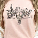 Longhorn Skull Western Desert Scene Graphic Tee