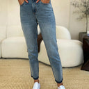 Judy Blue Mid Rise Rigid Magic Release Hem Jeans