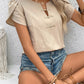 Notched Short Sleeve Blouse    