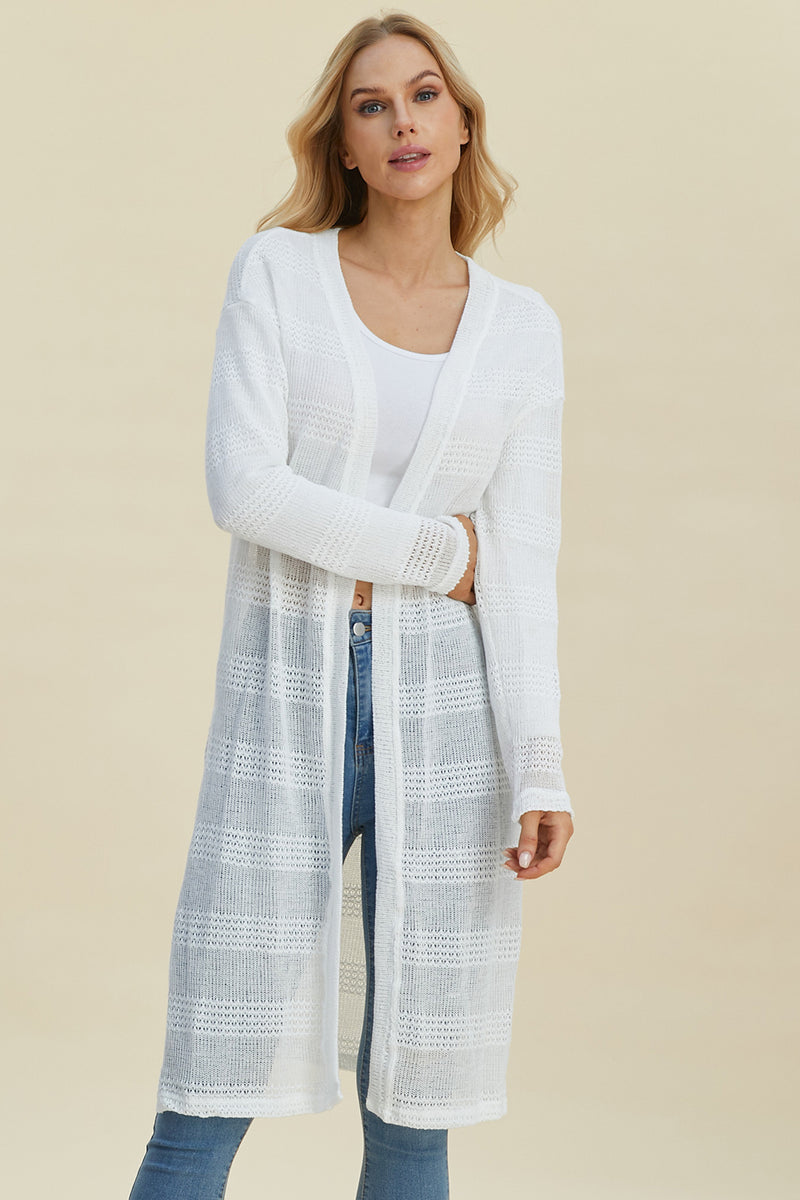 Double Take Open Front Longline Cardigan Cardigan