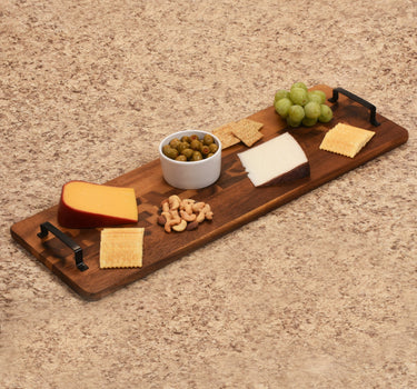 Acacia Serving Trays with Metal Handles