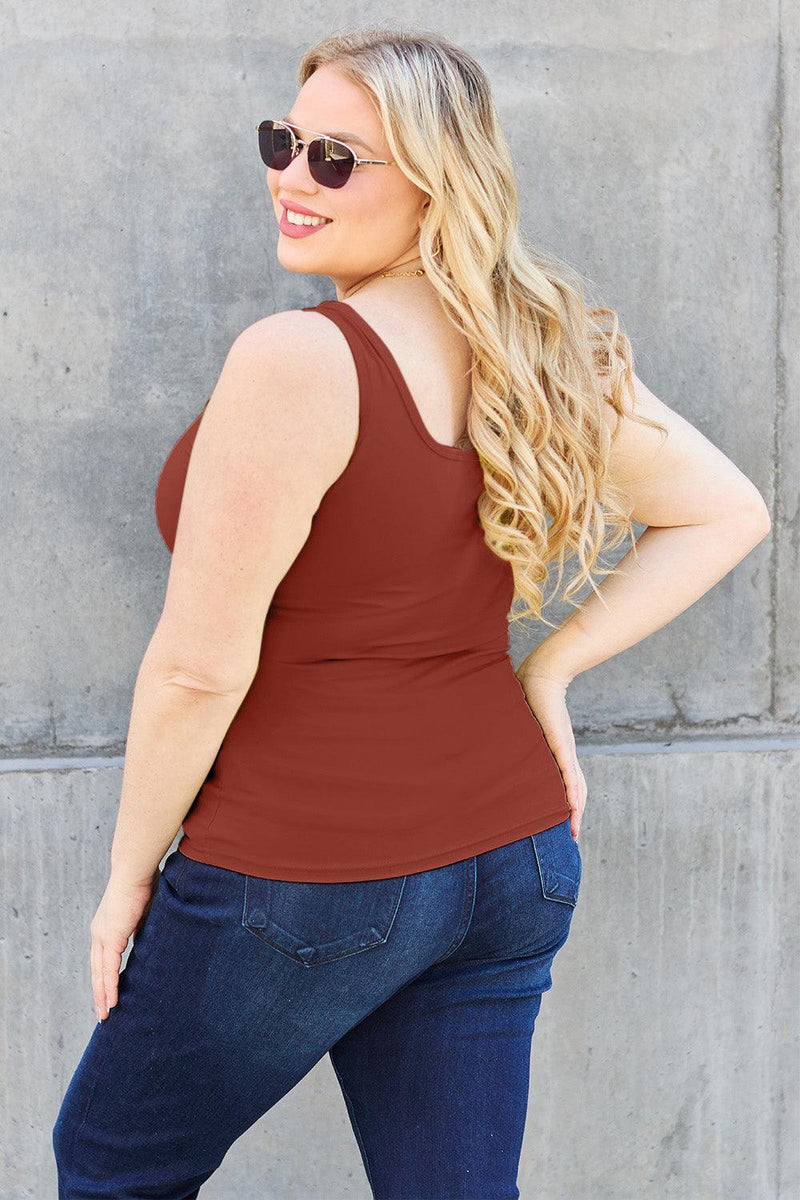 Basic Bae Full Size Square Neck Wide Strap Tank - Three Mad Hatters Mercantile 