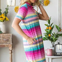 Heimish Striped Short Sleeve Mini Tee Dress Plus Size