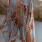 Printed Open Front Cover-Up  Light Blue One Size 