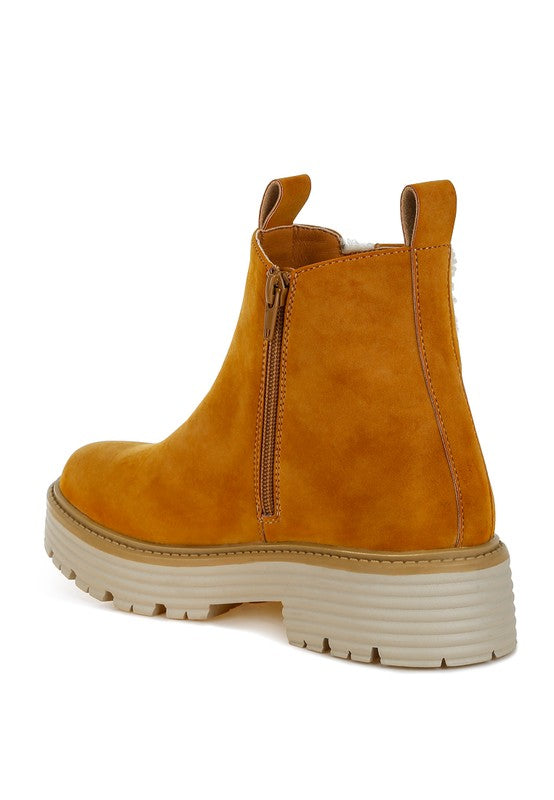 Mothman Faux Fur Detail Chunky Ankle Boots Faux Fur Detail Chunky Ankle Boots   