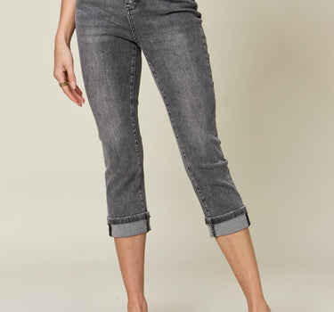 Judy Blue Button Fly High Waist Cuffed Capris