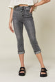 Judy Blue Button Fly High Waist Cuffed Capris Womens Skinny Jean GRAY 0(24) 