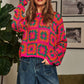 Crochet Patchwork Round Neck Pullover Sweater Top Sweater NEON MULTI S 