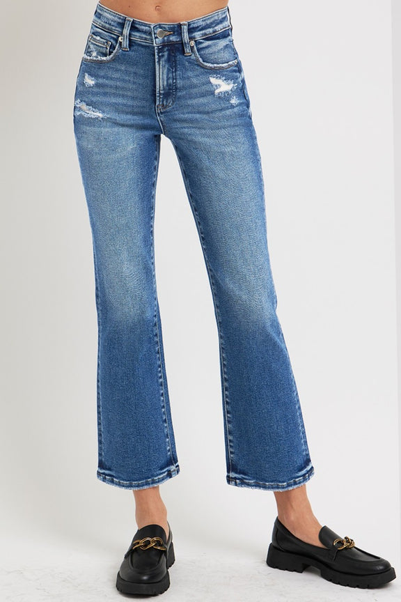 RISEN Full Size Tummy Control High Rise Crop Bootcut Jeans    