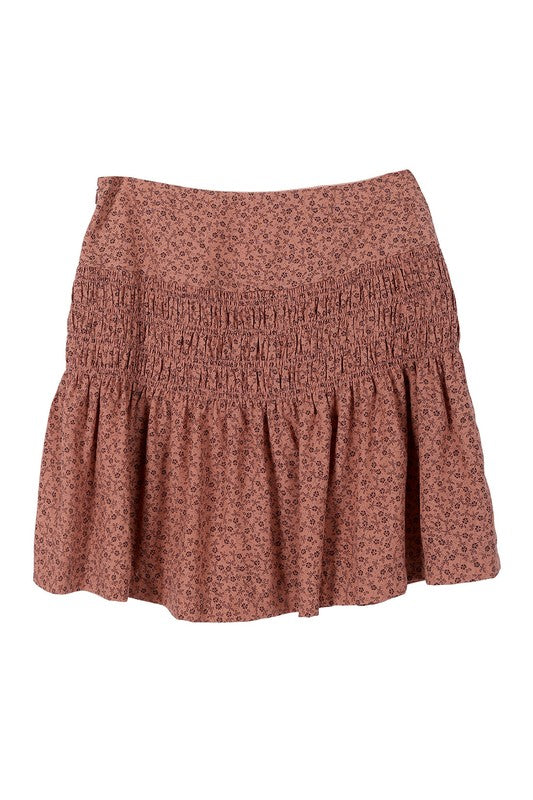 Floral smocked skirt Mini Skirt   