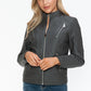 Snobbish Faux Leather Zip Up Mock Neck Jacket Womens Jacket