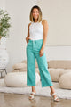 RFM Crop Chloe Tummy Control High Waist Raw Hem Jeans Denim Island Green 23 