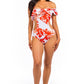 OPEN SIDED ONE PIECE BATHING SUIT WITH RUFFLED SHO    