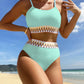 Scoop Neck Spaghetti Strap Two-Piece Swim Set  Aqua S 