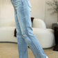 Judy Blue Full Size High Waist Distressed Straight Jeans Womens Straight Leg Jeans   