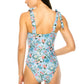 ONE PIECE BATHING SUIT FLORAL PRINT SHOULER TOP TI    