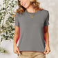 Basic Bae Full Size Round Neck Short Sleeve T-Shirt Womens T-shirt Dark Gray S 