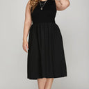 She + Sky Full Size Sleeveless Poplin Woven Midi Dress with Pockets Plus Size